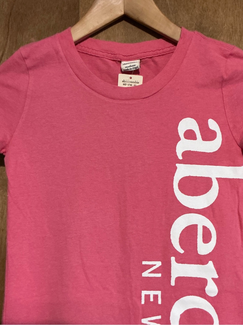 Abercrombie & Fitch Pink Vertical Logo Tee